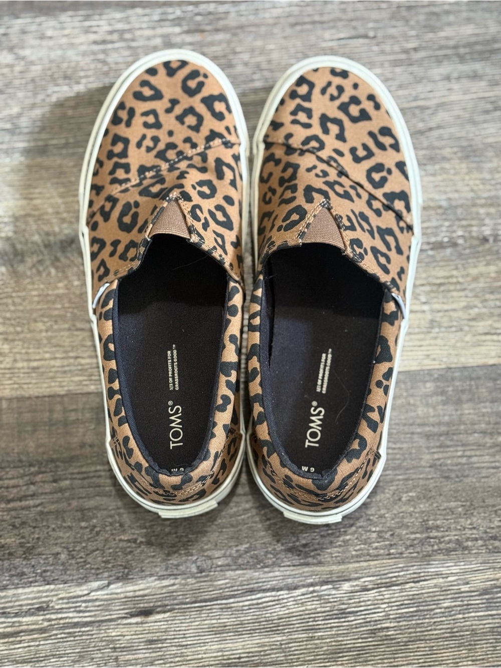 Toms Leopard Print Slip-On Flats - Brown & Black